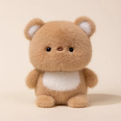 Cute Light Small brown plush bear toy on a beige background