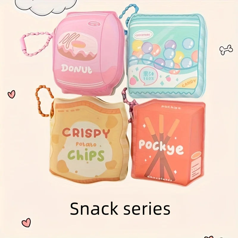 Set of Four Fun colourful snack-themed notepads on a light pink background with 'Snack series' text.