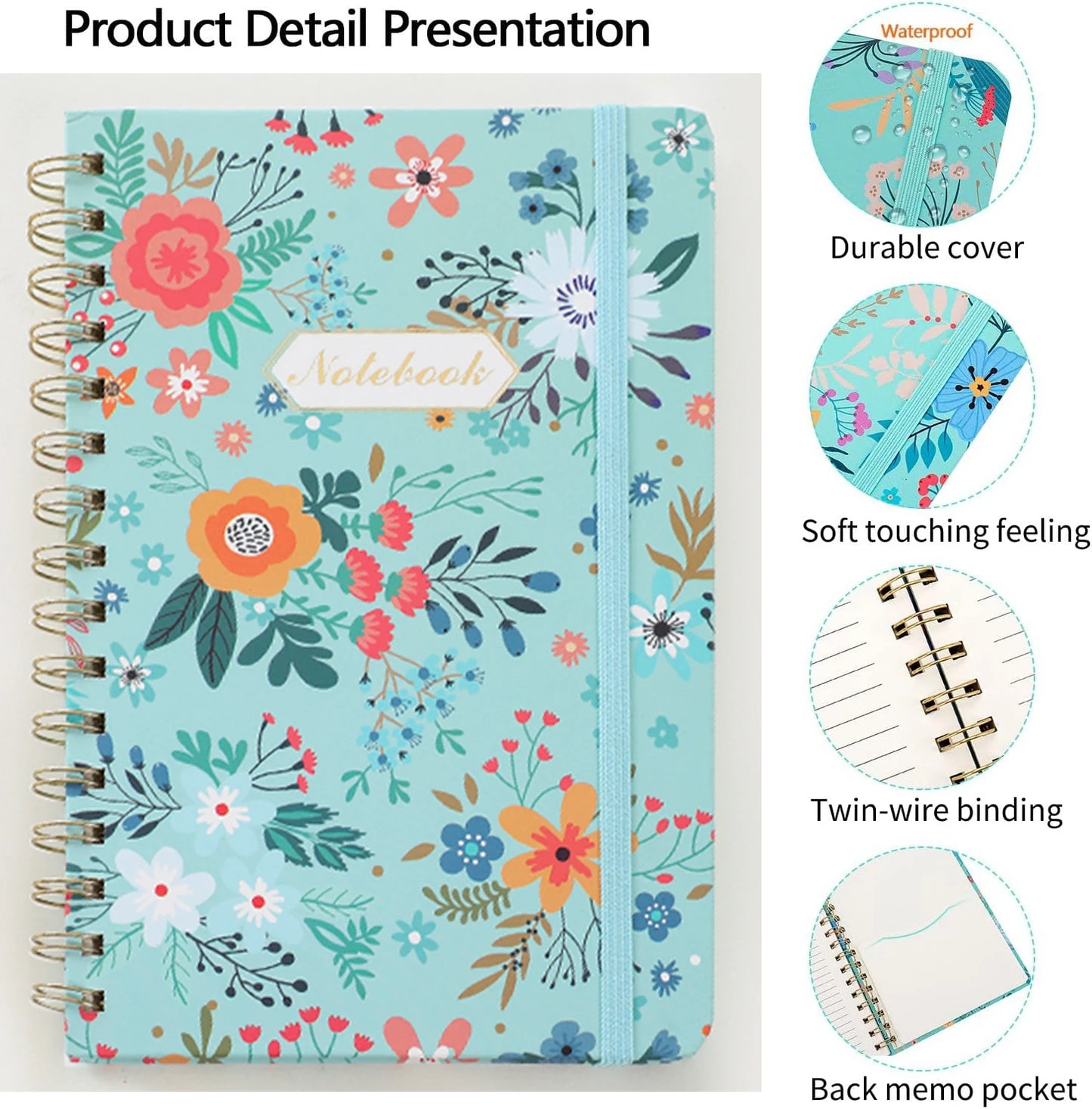 Blue Bloom Hardcover Notebook